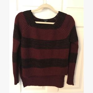Maroon and black striped sweater